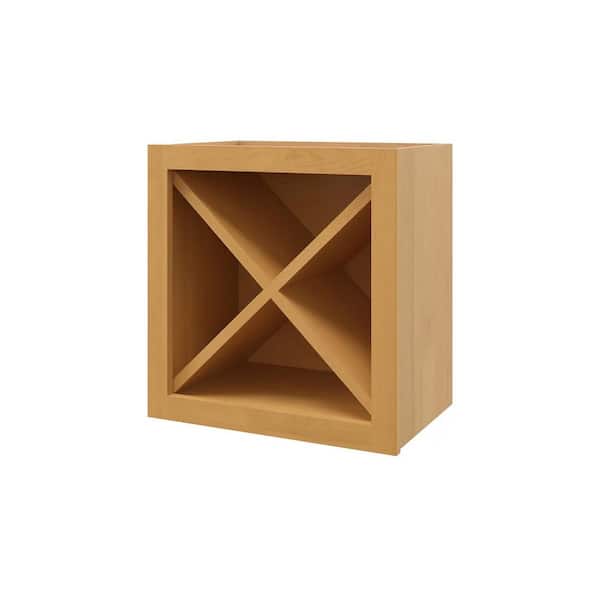 Aberdeen Recessed 18 in. W x 18 in. H x 12 in. D in Caramel Plywood Assembled Wine Wall Cabinet