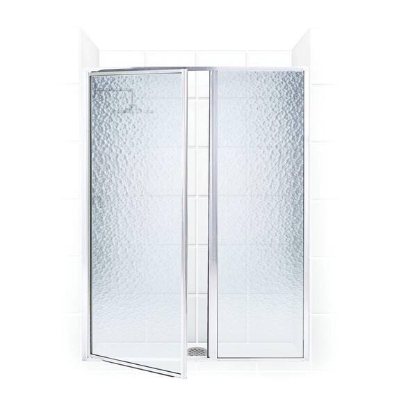 Coastal Shower Doors Legend Series 42 in. x 66 in. Framed Hinge Swing Shower Door with Inline Panel in Platinum with Obscure Glass