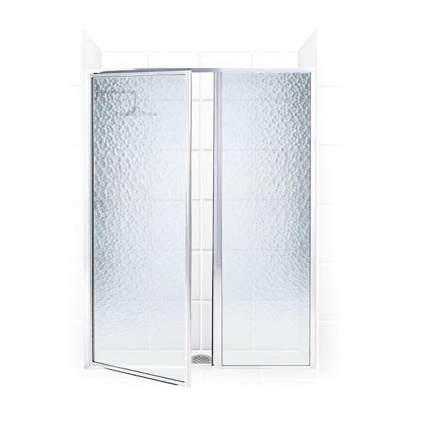 Coastal Shower Doors Legend Series 51 in. x 69 in. Framed Hinge Swing Shower Door with Inline Panel in Platinum with Obscure Glass