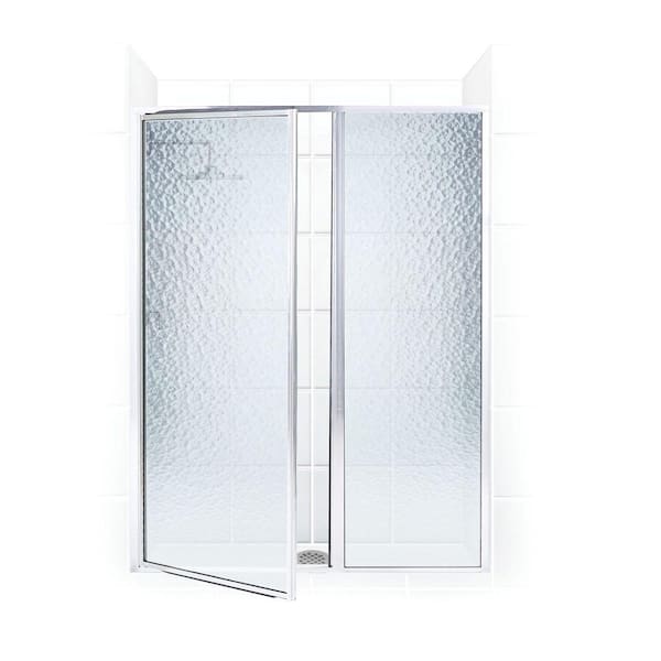 Coastal Shower Doors Legend Series 54 in. x 66 in. Framed Hinge Swing Shower Door with Inline Panel in Platinum with Obscure Glass