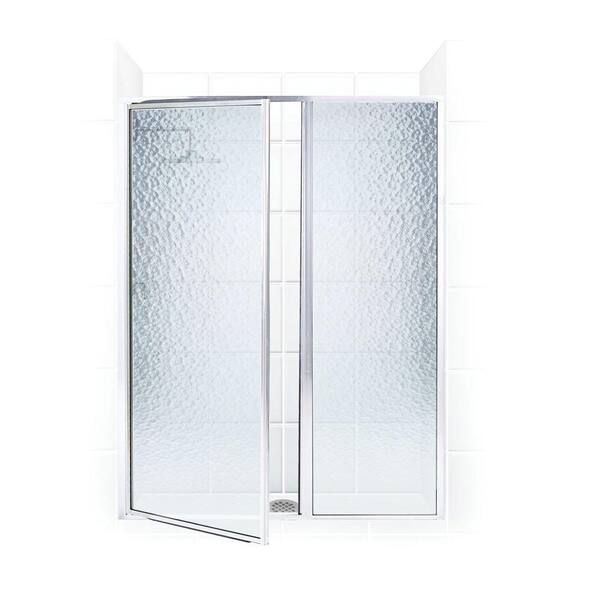 Coastal Shower Doors Legend Series 58 in. x 66 in. Framed Hinged Swing Shower Door with Inline Panel in Platinum with Obscure Glass