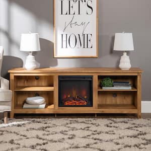 Barnwood 70 in. Wood Media TV Stand Console with Fireplace