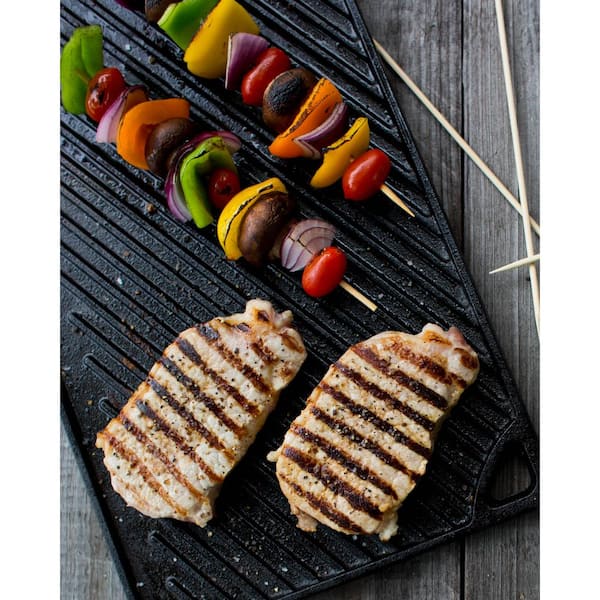 Lodge Double Play 16.75 in. Black Cast Iron Reversible Stovetop