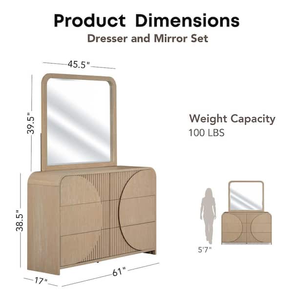Furniture of America Fair Stone 6-Piece Natural Boho Wood King Bedroom Set  with Soft Closing Drawers IDF73001NTEK6PC