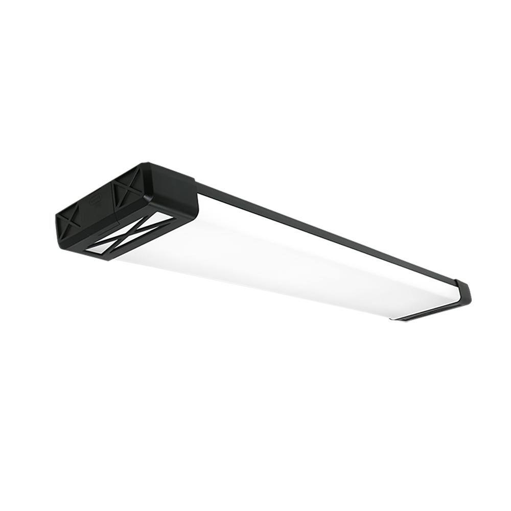 4 ft. Matte Black Deocrative End Caps 5250 Lumens 75W LED Flush Mount Ceili