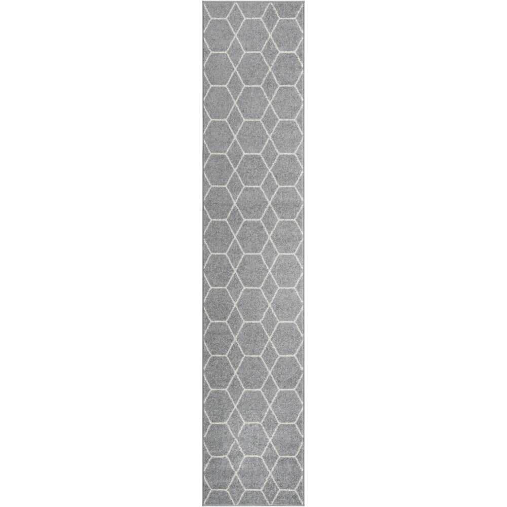 Trellis Frieze Collection Area Rug - Geometric (2 ft.  x 10 ft. Runner Light Gray/Ivory) price history on PriceWatchPro