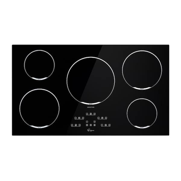 Empava 36 in. Built-In Smooth Surface Induction Cooktop in Black with 5 Elements including a 3,700-Watt Element
