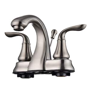 Kree Arc 4 in. Centerset Double-Handle Bathroom Faucet Rust Resist with Drain Assembly in Brushed Nickel