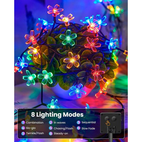 Oyezvary 60 LED Solar Powered Flower String Lights Outdoor