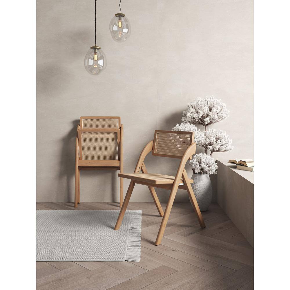 Lambinet Nature Cane Folding Side Chair Set in Ash Wood