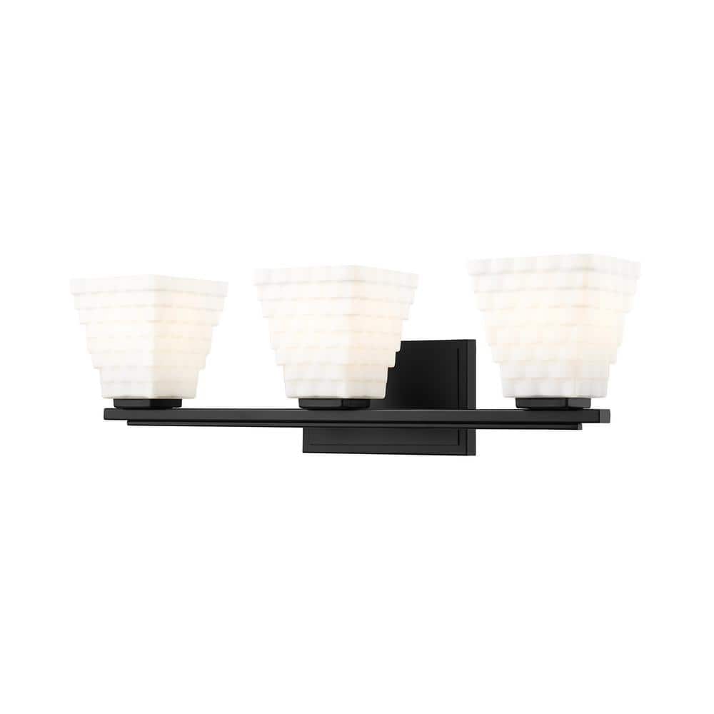 Annalise 24 in. 3 Light Matte Black Vanity Light with Matte Opal Glass Shad