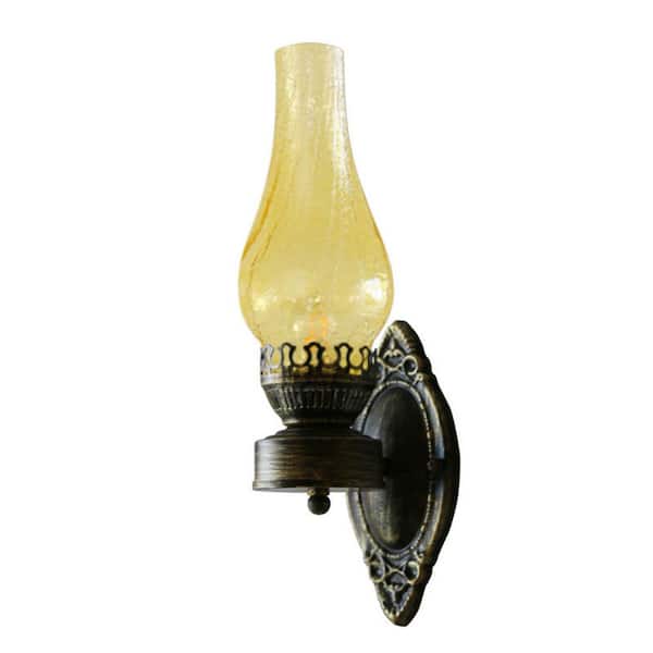 4.72 in. 1 Light Bronze and Tawny Retro Indoor Wall Sconce with Glass Shade for Bedroom Hallway Stair, No Bulbs Included
