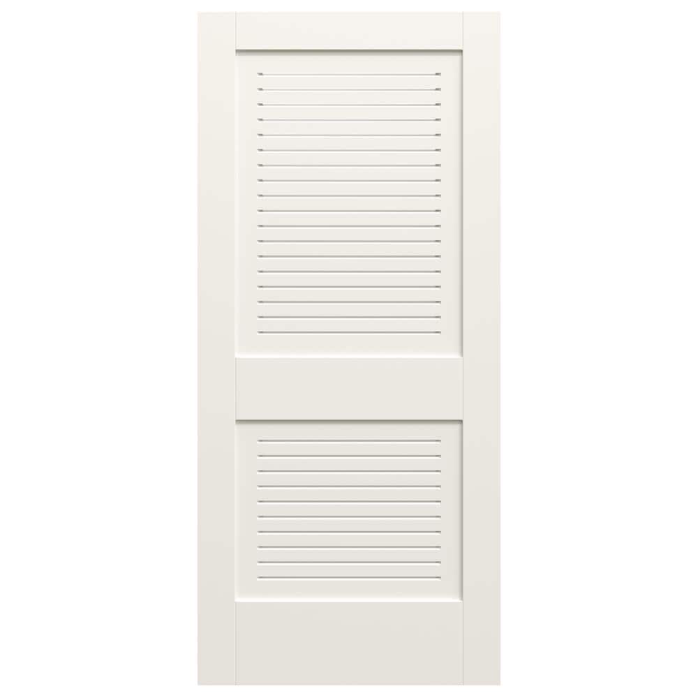 36 in. x 80 in. 2-Panel Solid Core White Primed MDF Wood Interior Door Slab with Full Modern Ventilated Panel Louver price history on PriceWatchPro