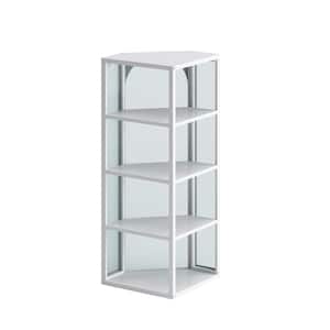22.24 in. W x 15.94 in. D x 41.34 in. H Bathroom Storage Wall Cabinet in White with Glass Door and 4-Tier Storage