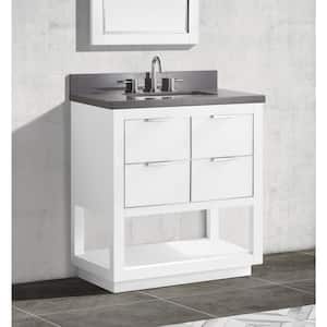 Allie 31 in. W x 22 in. D Bath Vanity in White with Silver Trim with Quartz Vanity Top in Gray with White Basin