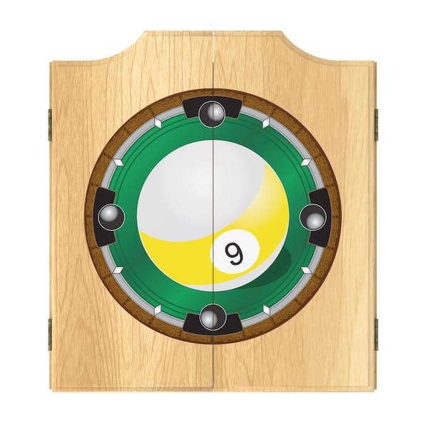 Unbranded 9 Ball 20.5 in. Dart Board with Cabinet, Darts and Scoreboards
