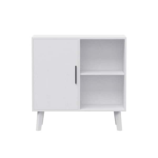 Tileon White Storage Cabinet, Modern Accent Buffet Cabinet, Free 