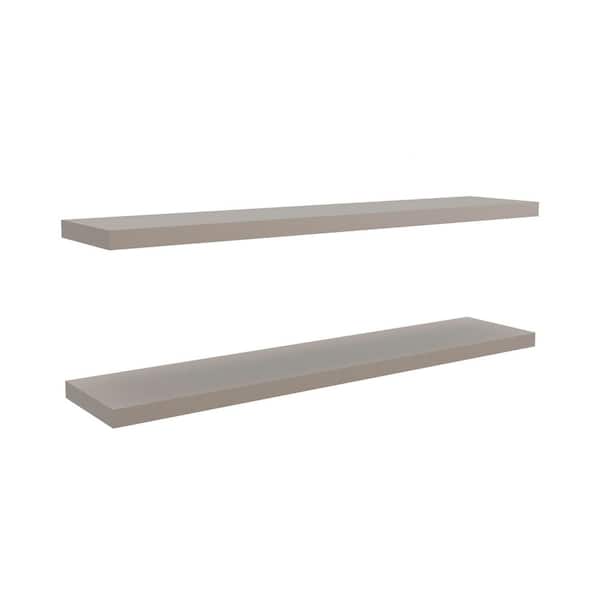 Tatahance 47 in. W x 9.8 in. D Taupe Wood Floating Decorative Wall Shelf (Set of 2)
