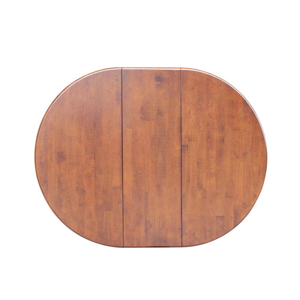 Classic Farmhouse 50" Round Espresso Wood Extendable Dining Table