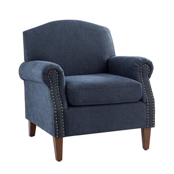 JAYDEN CREATION Gianluigi Navy Armchair with Nailhead Trims