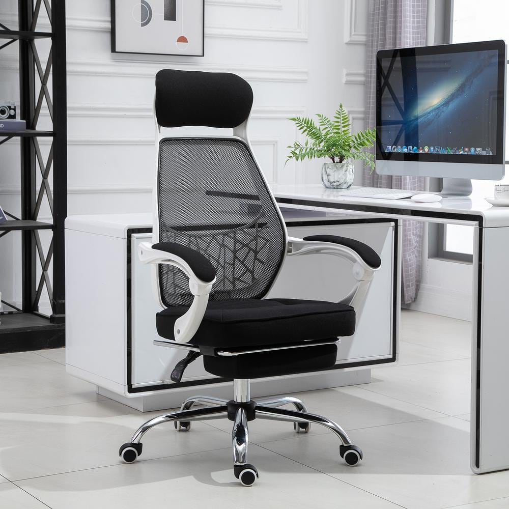 ErgoFlex High-Back Black Mesh Executive Swivel Chair with Adjustable Arms