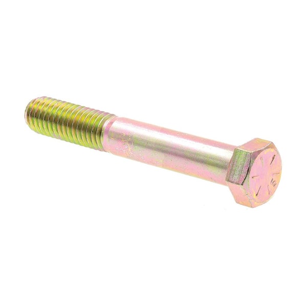 Prime-Line 7/16 in.-14 x 3 in. Grade 8 Yellow Zinc Plated Steel Hex Head Cap Screws (10-Pack)