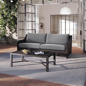 New Classic Furniture Skye 2-Piece Wicker Patio Conversation Seating Set with Gray Cushions