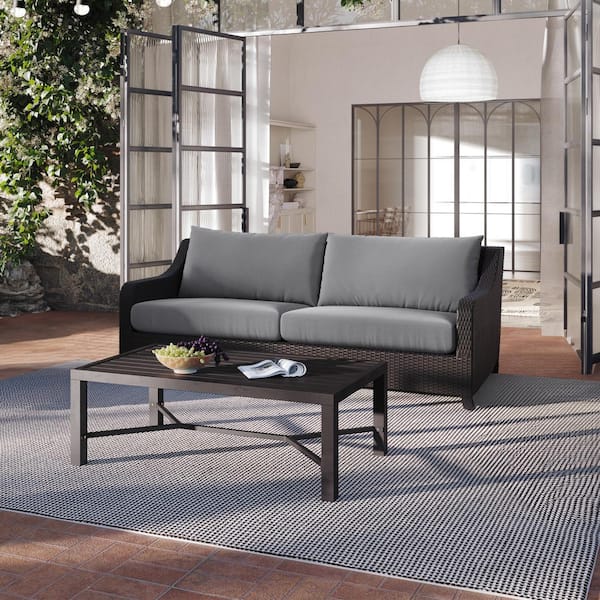 NEW CLASSIC HOME FURNISHINGS New Classic Furniture Skye 2-Piece Wicker Patio Conversation Seating Set with Gray Cushions