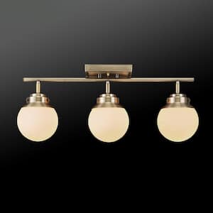 Mabel 2.03 ft. 3-Lights Antique Brass Fixed Track Lighting Kit with Frosted Glass Shades, Bulbs Included