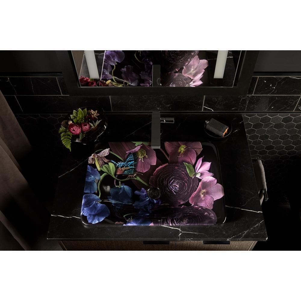 Dutchmaster Midnight Floral 21" Ceramic Wading Pool Sink