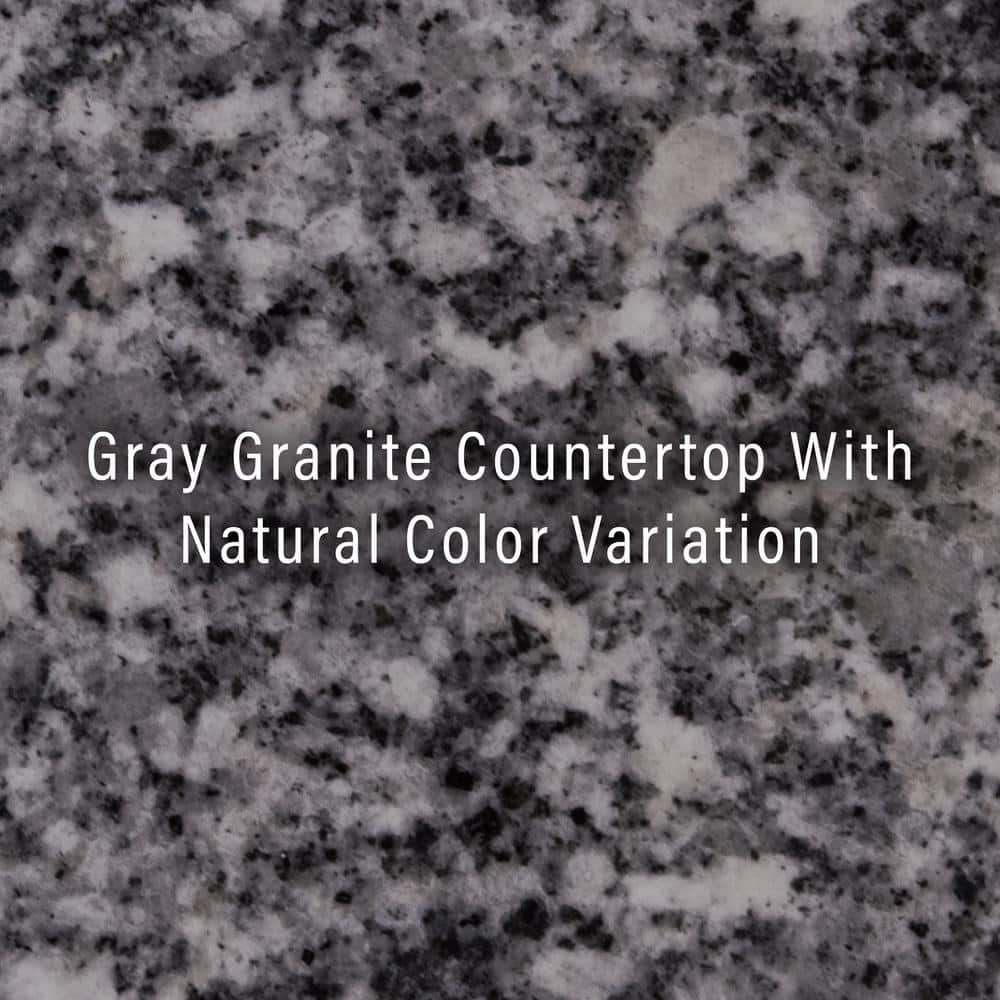 Alexandria White Kitchen Island with Gray Granite Top