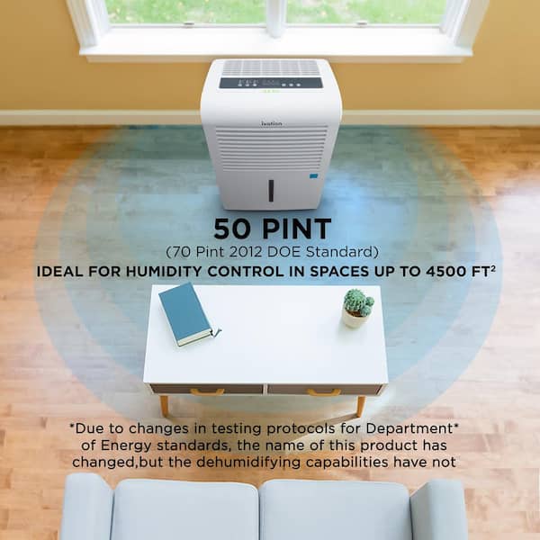 Ivation IVADUWIFI50 50 Pint Smart Wi-Fi Energy Star Dehumidifier with Hose Connector and App - 3