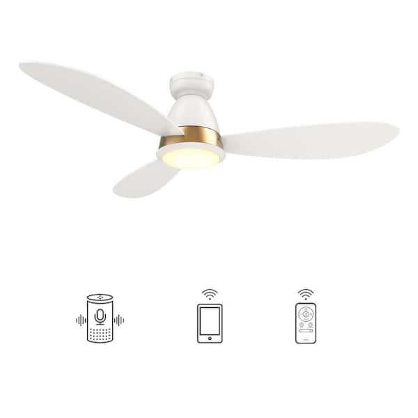 CARRO Fayette 52 in. Integrated LED Indoor/Outdoor White Smart Ceiling Fan with Light and Remote, Works with Alexa/Google Home