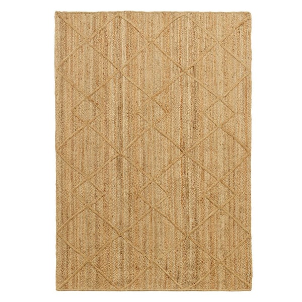 StyleWell Willow Beige Natural 5 ft. x 7 ft. Braided Jute Trellis Area Rug