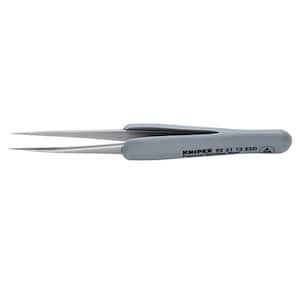3.5 in. Premium Stainless Steel Precision Tweezers-Needle-Point Tips-ESD Rubber Handles