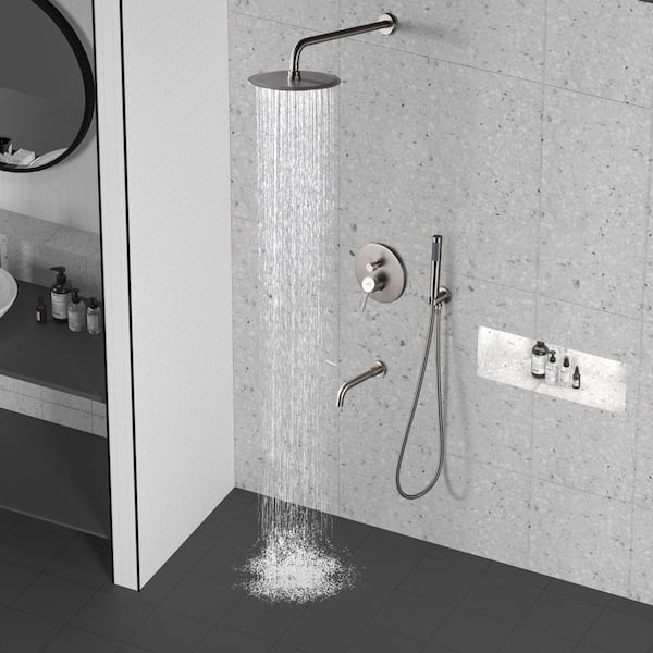 CASAINC 1-Spray Patterns Round 10 in. Wall Mount Dual Shower Heads 
