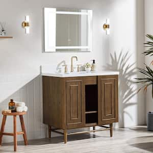 36 in. W x 22 in. D x 35.50 in. H Single Sink Bath Vanity in Wood with White Marble Top