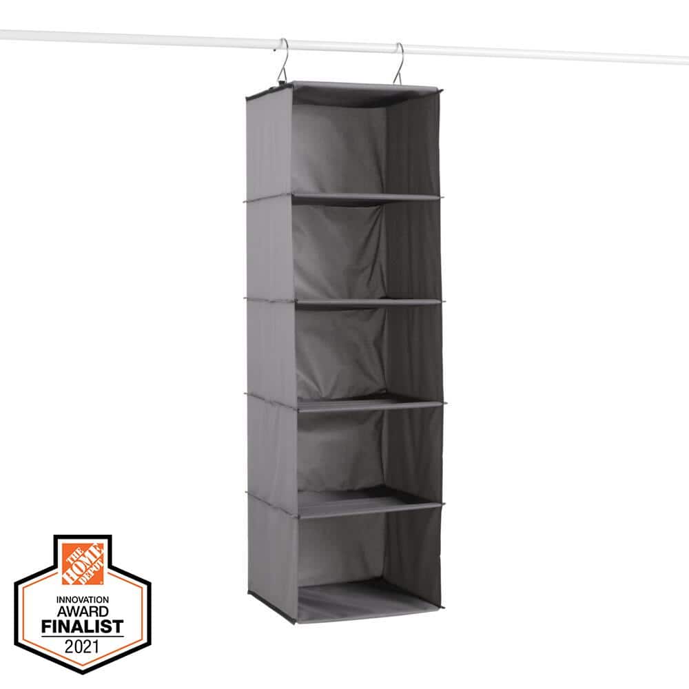 Everbilt H 10-Pair Gray Fabric Hanging Shoe Organizer