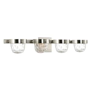 Oslo 7 in. 1-Light Brushed Nickel Modern LED Bathroom Vanity Light with Clear Shade