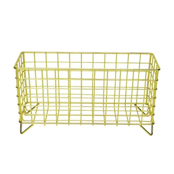 Metal Wire Storage Basket with Electroplated Finish 10.6 x 3.7 x 5.9 in Countertop Organizer for Kitchen