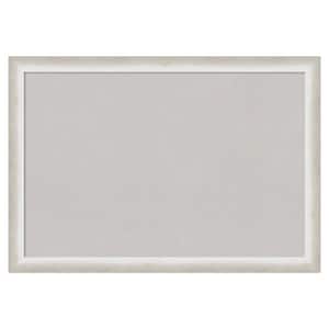 2-Tone Silver Wood Framed Grey Corkboard 26 in. x 18 in. Bulletin Board Memo Board