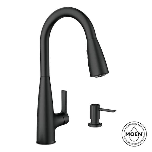 Haelyn Matte Black 15.93 in. H Pull Down Sprayer Kitchen Faucet with 360 Degree Spout Swivel and Power Boost