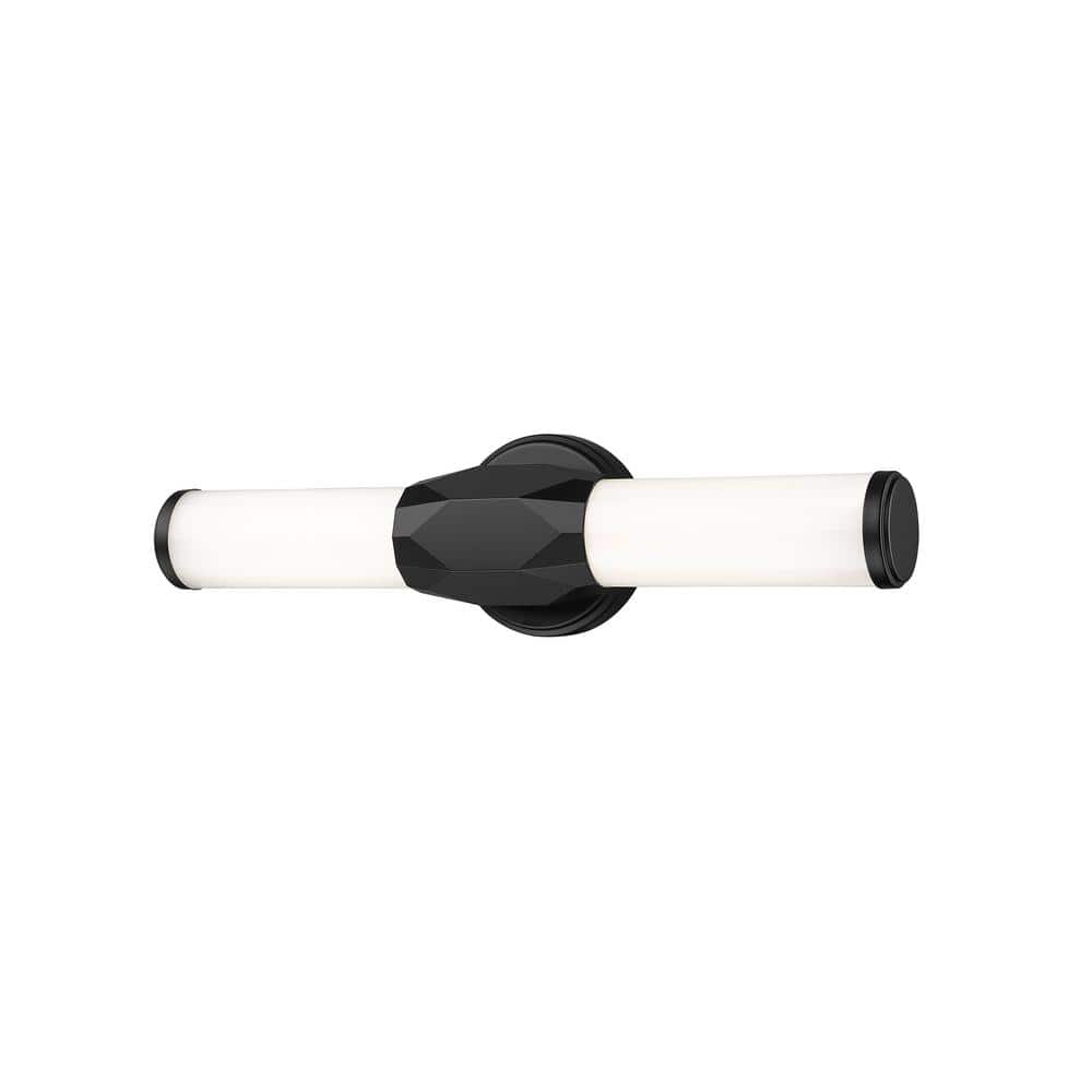 Cooper 18 in. 2-Light Matte Black Integrated LED Vanity Light with Frosted 
