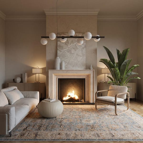 Rada Traditional Vintage Floral Blue 5 ft. x 8 ft. Indoor Area Rug