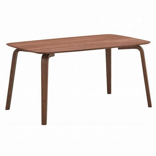 Kinni Walnut Brown Wood 35 in. 4-Legs Dining Table Seats-6