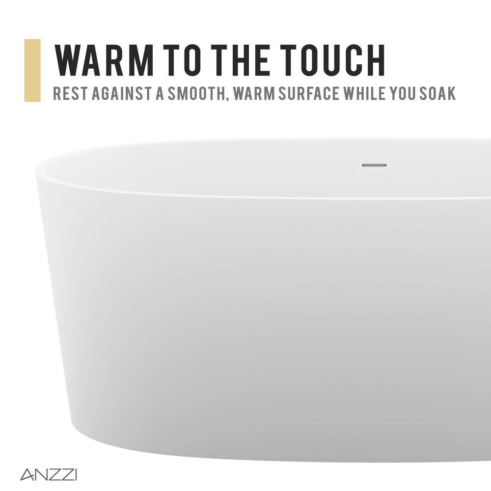 Roccia 61.4'' White Solid Surface Freestanding Bathtub