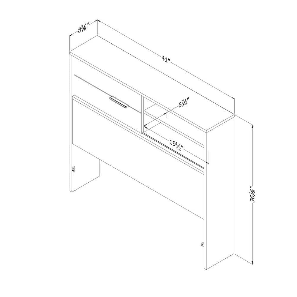 Winter Oak Twin Bookcase Headboard with Sliding Storage