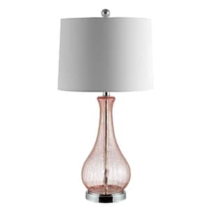 Finnley 27. 5 in. Light Blush Crackle Table Lamp with Off White Shade