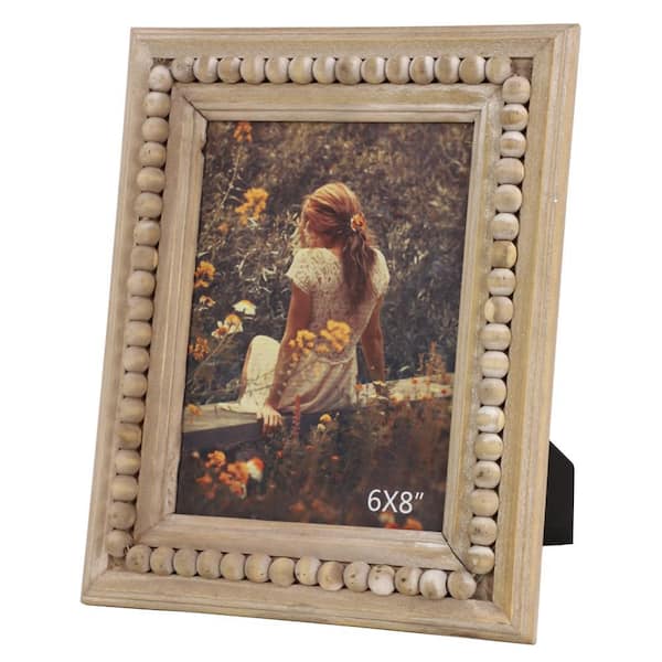 11 in. x 9 in. Light Brown Wood Bohemian Photo Frame