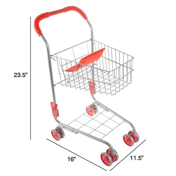Pretend Play Shopping Cart- Toy Grocery Cart with Pivoting Front